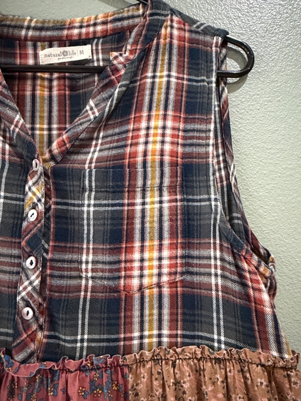 NATURAL LIFE ' Mixed-Print Patchwork Dress - Navy, Rust & Tan - Picture 4 of 9